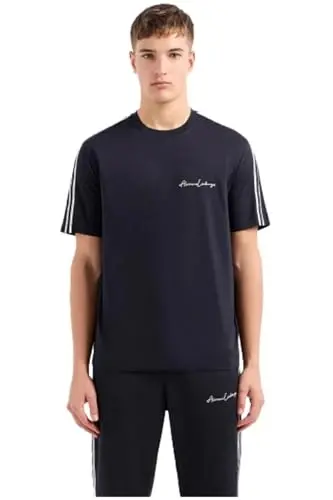 Emporio Armani erkaklar uchun odatiy kesimli paxta jersi imzo logotipli futbolka 