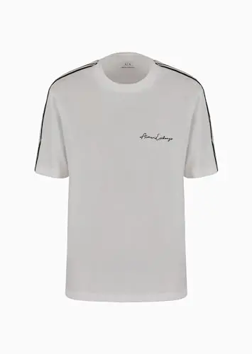 Emporio Armani erkaklar uchun oddiy bichimli paxta jersi imzo logotipi tushirilgan futbolka - 6