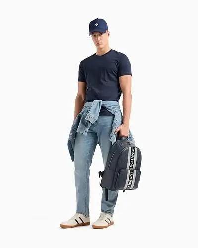 Emporio Armani erkaklar uchun tekis rangli oddiy Pima futbolka - 3