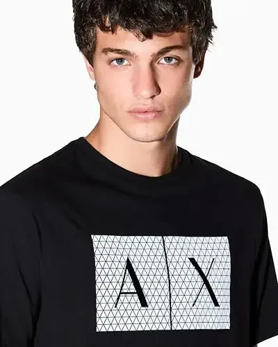 Emporio Armani Mens Crew Neck Logo Tee T Shirt Grid Logo - A|X ARMANI EXCHANGE (1)