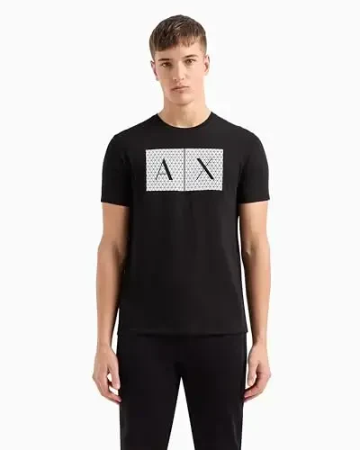 Emporio Armani Mens Crew Neck Logo Tee T Shirt Grid Logo - 5