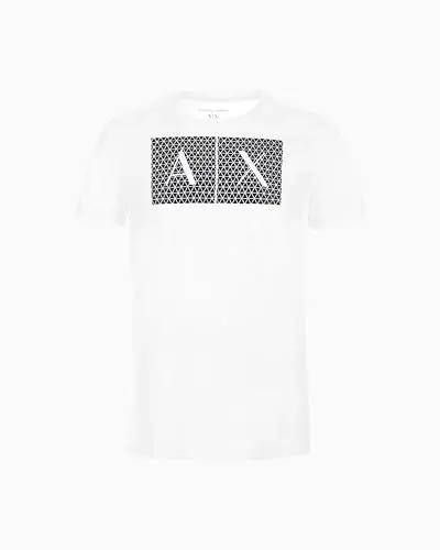 Emporio Armani Mens Crew Neck Logo Tee T Shirt Grid Logo - ARMANI