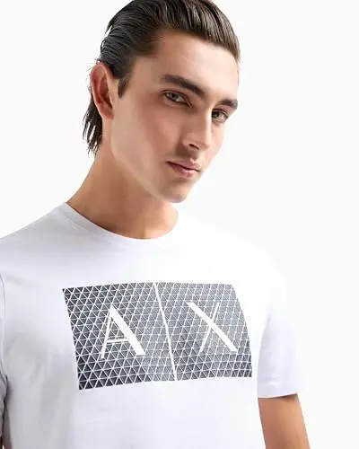 Emporio Armani Mens Crew Neck Logo Tee T Shirt Grid Logo - ARMANI (1)