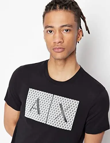 Emporio Armani Mens Crew Neck Logo Tee T Shirt Grid Logo - 2