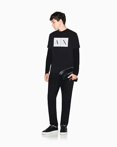 Emporio Armani Mens Crew Neck Logo Tee T Shirt Grid Logo - 4