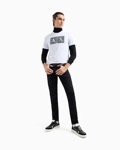 Emporio Armani Mens Crew Neck Logo Tee T Shirt Grid Logo - 3