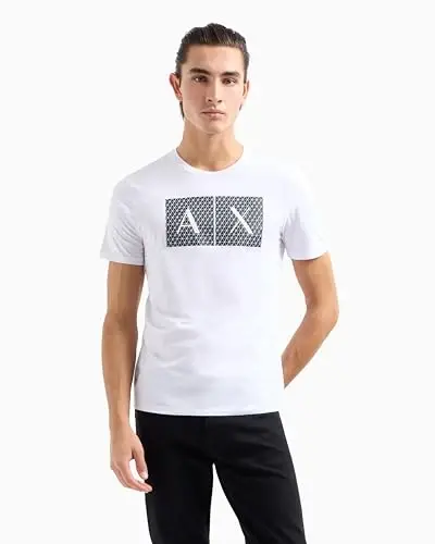 Emporio Armani Mens Crew Neck Logo Tee T Shirt Grid Logo - 4