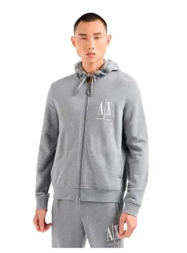 Emporio Armani mens Icon Project Embroidered Zip Up Hooded Sweatshirt - 1