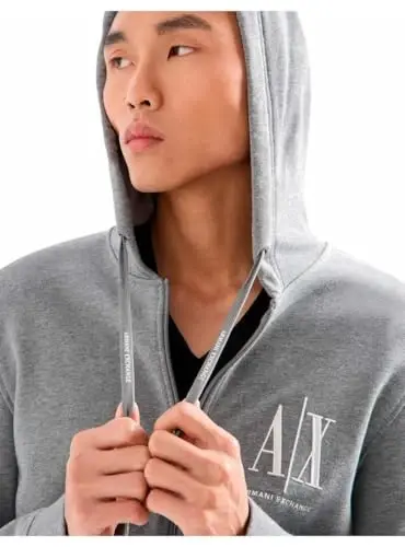 Emporio Armani mens Icon Project Embroidered Zip Up Hooded Sweatshirt - 2