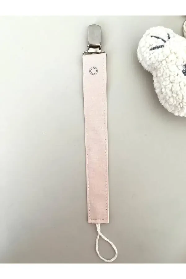 - Emzik Askısı - Emzik Zinciri - Pamuklu Kumaş - 2'li Set Kişisel Çiçekler , Vanilya - 2