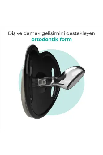 Ortodontik Emzik Seti 12 Ay+ Black & Pearl | İkili, Silikon, Damaklı | Sterilizasyon & Sakla - 3