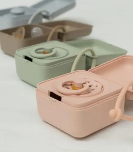 BIBS Pacifier Box with Loop for Storing & Carrying Soothers | 100% BPA Free Material | Designed & Made in Denmark | Blossom - 5
