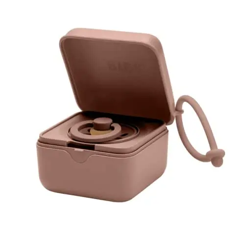 BIBS Pacifier Box with Loop for Storing & Carrying Soothers | 100% BPA Free Material | Designed & Made in Denmark | Woodchuck - 2