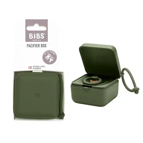 BIBS Pacifier Box with Loop for Storing & Carrying Soothers | 100% BPA Free Material | Designed & Made in Denmark | Hunter Green - 1