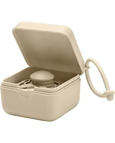 BIBS Pacifier Box with Loop for Storing & Carrying Soothers | 100% BPA Free Material | Designed & Made in Denmark | Vanilla - 2