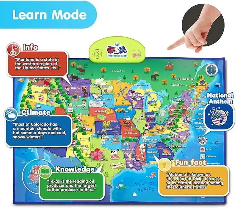 Best Learning i-Poster My USA Map Interactive Geography Toy STEM Learning Ages 5 to 12 - 1