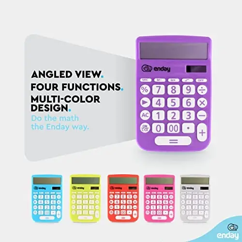 Enday Purple 12-Digit Solar Calculator - Large Display, Four Function, Perfect for Office & School - 4