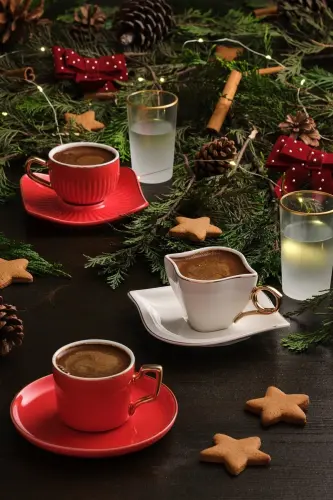 Endless Love 2 Person Coffee Cup Set White Gold 100 ml-beige - 4