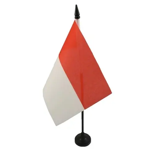 Indonesia Table Flag 4'' x 6'' - Indonesian Desk Flag 15 x 10 cm. - Black plastic stick and base - AZ FLAG - 2