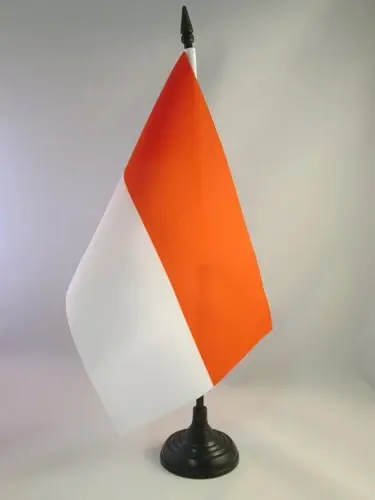 Indonesia Table Flag 5'' x 8'' - Indonesian Desk Flag 21 x 14 cm. - Black plastic stick and base - AZ FLAG - 1