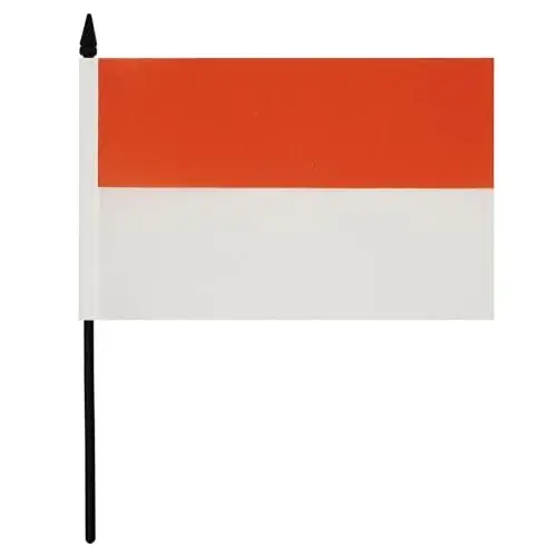 Indonesia Table Flag 5'' x 8'' - Indonesian Desk Flag 21 x 14 cm. - Black plastic stick and base - AZ FLAG - 2