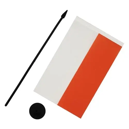 Indonesia Table Flag 5'' x 8'' - Indonesian Desk Flag 21 x 14 cm. - Black plastic stick and base - AZ FLAG - 4