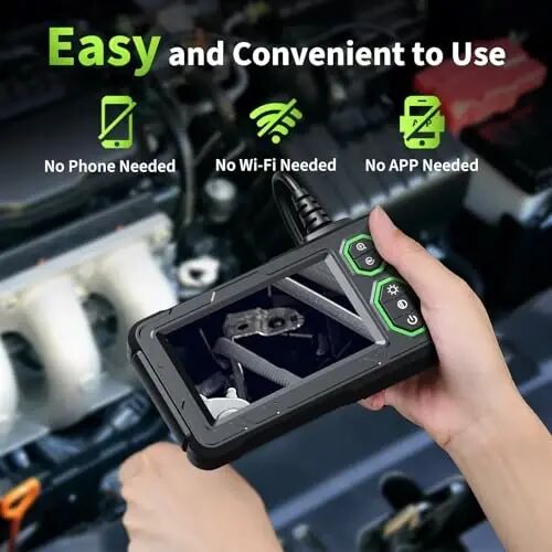 Endoscope Camera with Light, 1920P HD Borescope Tools, Dark Green(16.5FT) | Snake Camera with 8 LED Lights, IP67 Waterproof Inspection Camera, 4.3