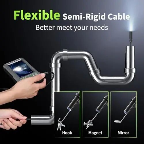 Endoscope Camera with Light, 1920P HD Borescope Tools, Dark Green(16.5FT) | Snake Camera with 8 LED Lights, IP67 Waterproof Inspection Camera, 4.3