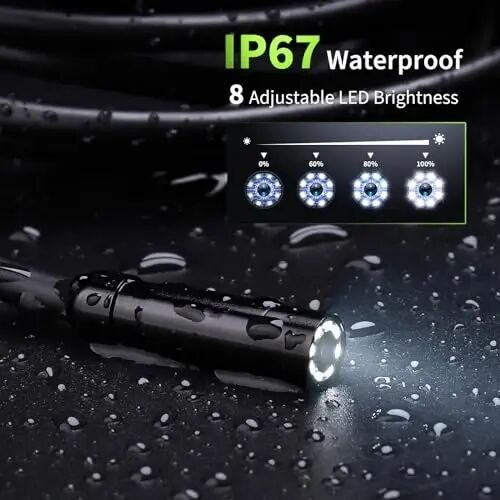 Endoscope Camera with Light, 1920P HD Borescope Tools, Dark Green(16.5FT) | Snake Camera with 8 LED Lights, IP67 Waterproof Inspection Camera, 4.3