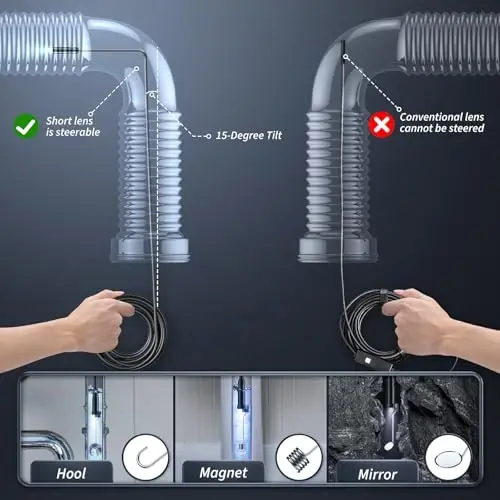 Endoscope Camera with Light - Inspection Borescope Camera with 4.3