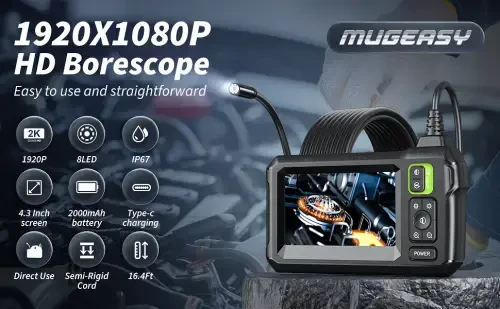 Endoscope Camera with Light, Inspection Borescope Camera with 4.3