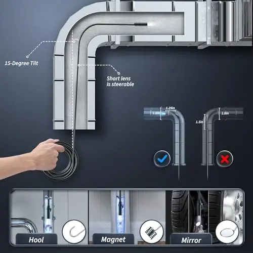 Endoscope Camera with Light, Inspection Borescope Camera with 4.3