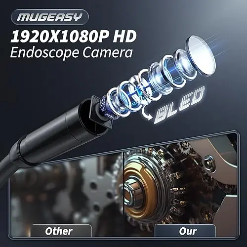 Endoscope Camera with Light, Inspection Borescope Camera with 4.3