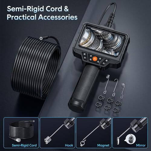 Endoscope Camera with Light, SKYEAR Handheld Borescope 4.3'' HD 1080P with 8 Adjust LED Lights, Inspection Camera with 16.4ft Semi-Rigid Cable, IP67 Waterproof Scope Camera for Sewer, Gadgets for Men - 5