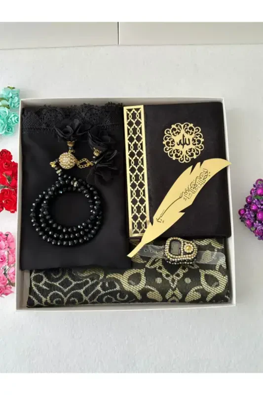 Engagement bundle prayer rug set-Black - MARKAPOLIN