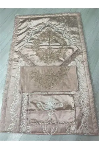 Engagement Prayer Rug Set French Lace 4 Piece Prayer Rug Set Promise Engagement Prayer Rug Set - ÇT ÇEYIZCI TEKSTIL (1)