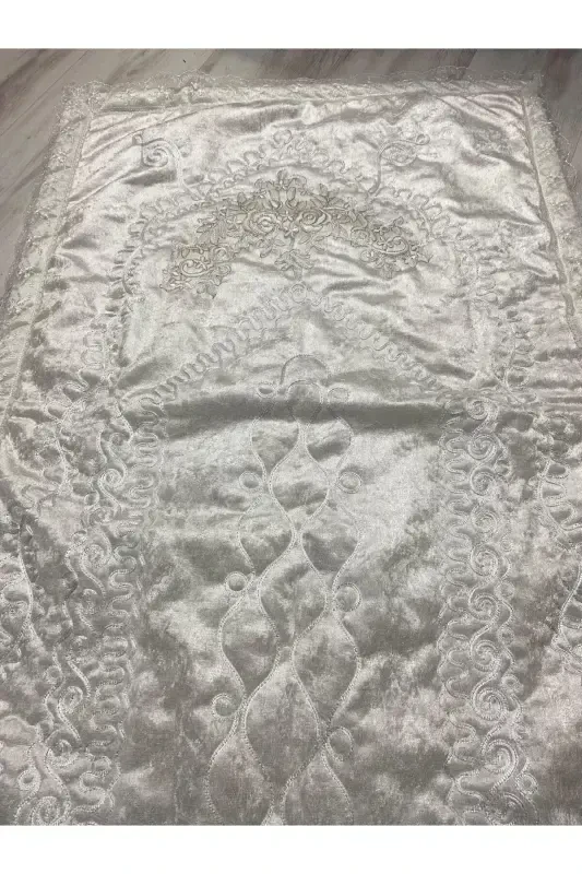 Engagement Prayer Rug Set French Lace 4 Pieces Prayer Rug Set Engagement Set Prayer Rug Set-Cream - 2