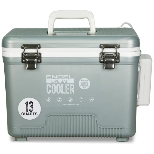 ENGEL 13 Qt Live Bait Pro Cooler with Rechargeable Aerator - Silver 13 Qt-SILVER - ENGEL