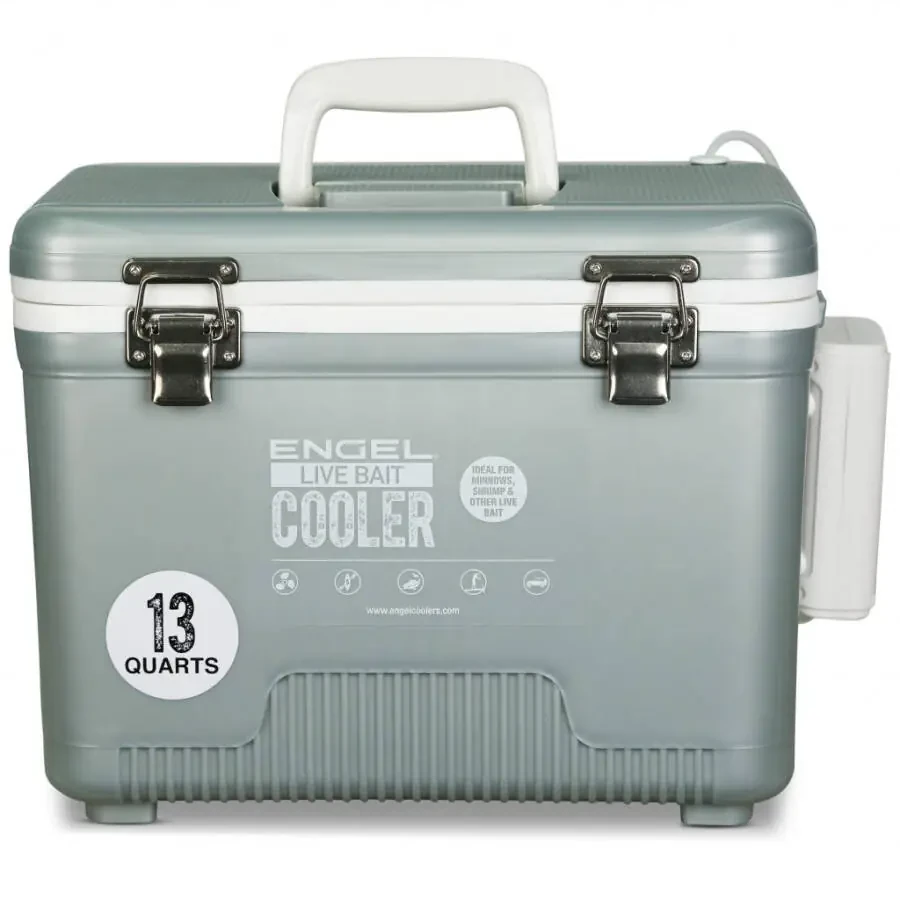 ENGEL 13 Qt Live Bait Pro Cooler with Rechargeable Aerator - Silver 13 Qt-SILVER - 1