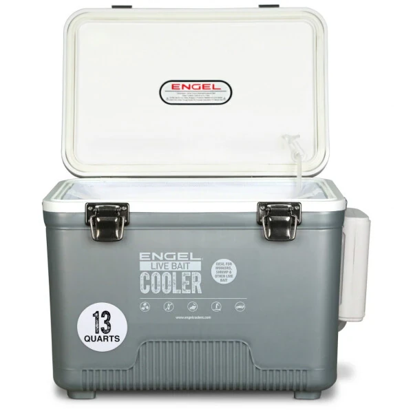 ENGEL 13 Qt Live Bait Pro Cooler with Rechargeable Aerator - Silver 13 Qt-SILVER - 3