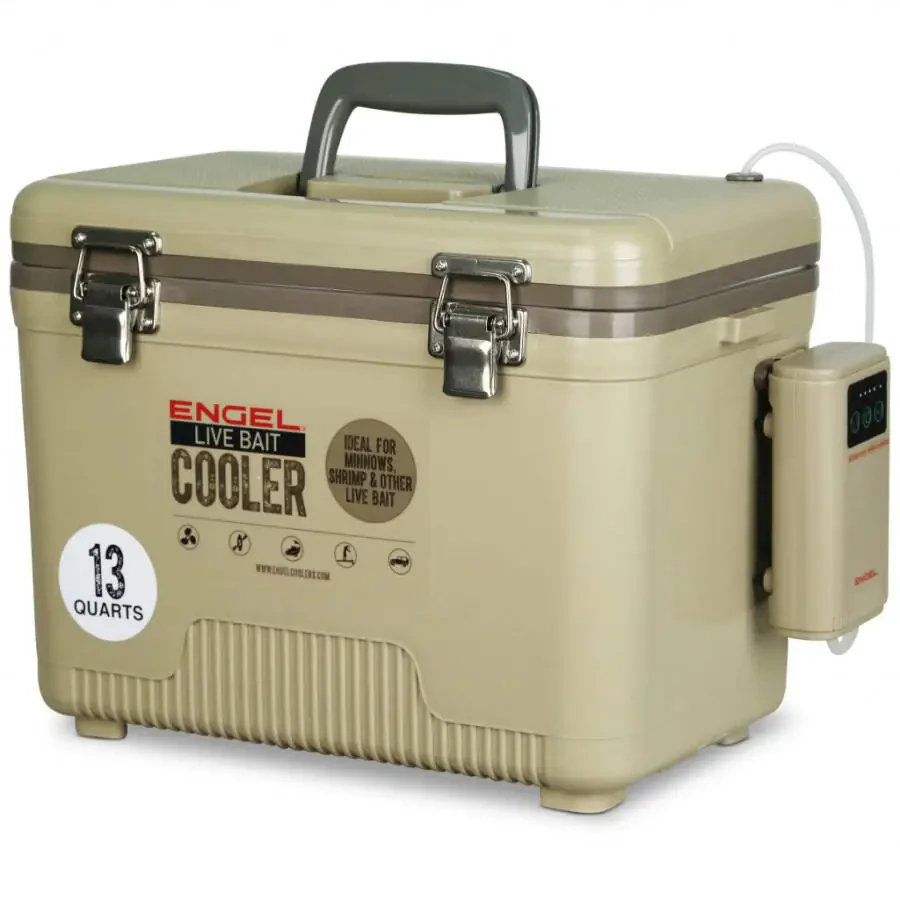 ENGEL 13 Qt Live Bait Pro Cooler with Rechargeable Aerator - Silver 13 Qt-SILVER - 4