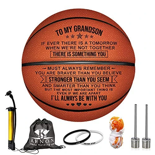 Engraved 29.5 Inch Basketball Gift For Son Grandson - Personalized Basketball Indoor/Outdoor Game Ball For Son - You Will Never Lose Encouragement Gift for Grandson Son Christmas Graduation Birthday - Kenon