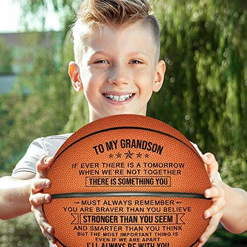 Engraved 29.5 Inch Basketball Gift For Son Grandson - Personalized Basketball Indoor/Outdoor Game Ball For Son - You Will Never Lose Encouragement Gift for Grandson Son Christmas Graduation Birthday - 4