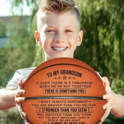 Engraved 29.5 Inch Basketball Gift For Son Grandson - Personalized Basketball Indoor/Outdoor Game Ball For Son - You Will Never Lose Encouragement Gift for Grandson Son Christmas Graduation Birthday - 4
