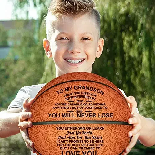 Engraved 29.5 Inch Basketball - Personalized Indoor/Outdoor Game Ball For Son & Grandson - You Will Never Lose Encouragement Gift for Christmas, Graduation, Birthday - KENON (1)