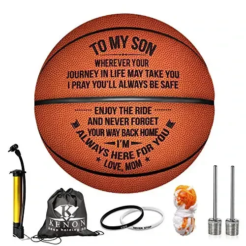 Engraved 29.5 Inch Basketball - Personalized Indoor/Outdoor Game Ball For Son & Grandson - You Will Never Lose Encouragement Gift for Christmas, Graduation, Birthday - KENON