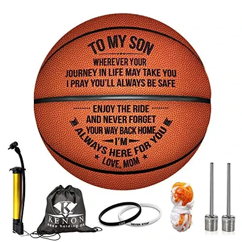 Engraved 29.5 Inch Basketball - Personalized Indoor/Outdoor Game Ball For Son & Grandson - You Will Never Lose Encouragement Gift for Christmas, Graduation, Birthday - KENON