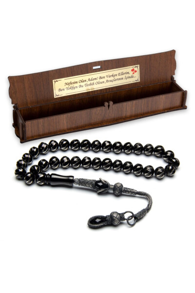 Engraved Oltu prayer beads for men, gift beads. - 2