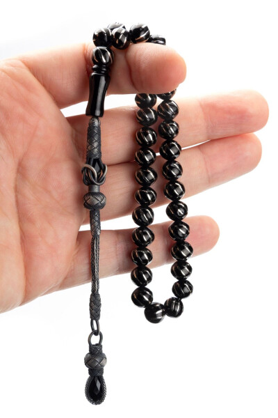 Engraved Oltu prayer beads for men, gift beads. - 3