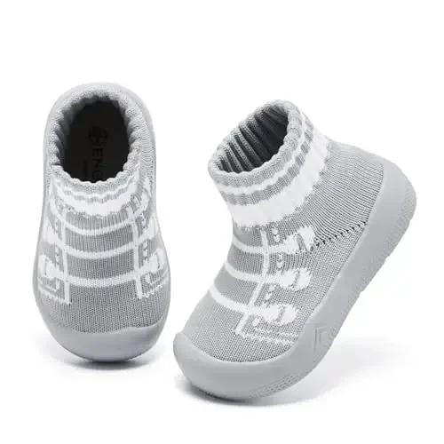 Engtoy Baby Shoes & Socks - Non-Slip Breathable Slippers with Soft Rubber Sole - Baby Boys & Girls Slip On Sneakers - 4